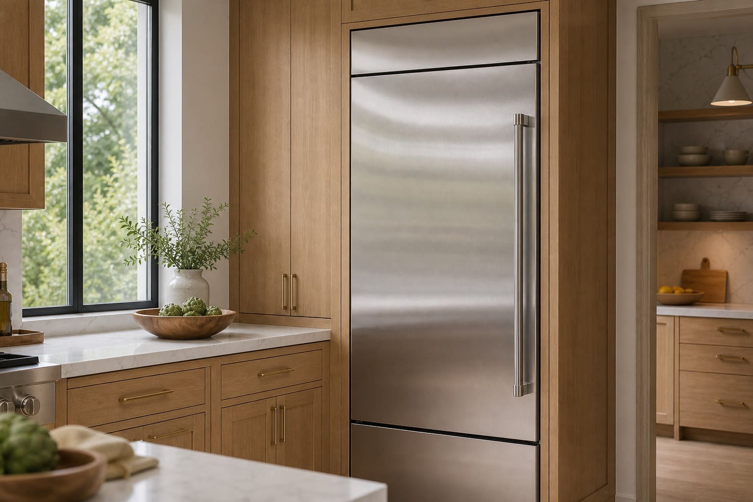Viking built-in refrigerator column serviced in a Santa Clara kitchen